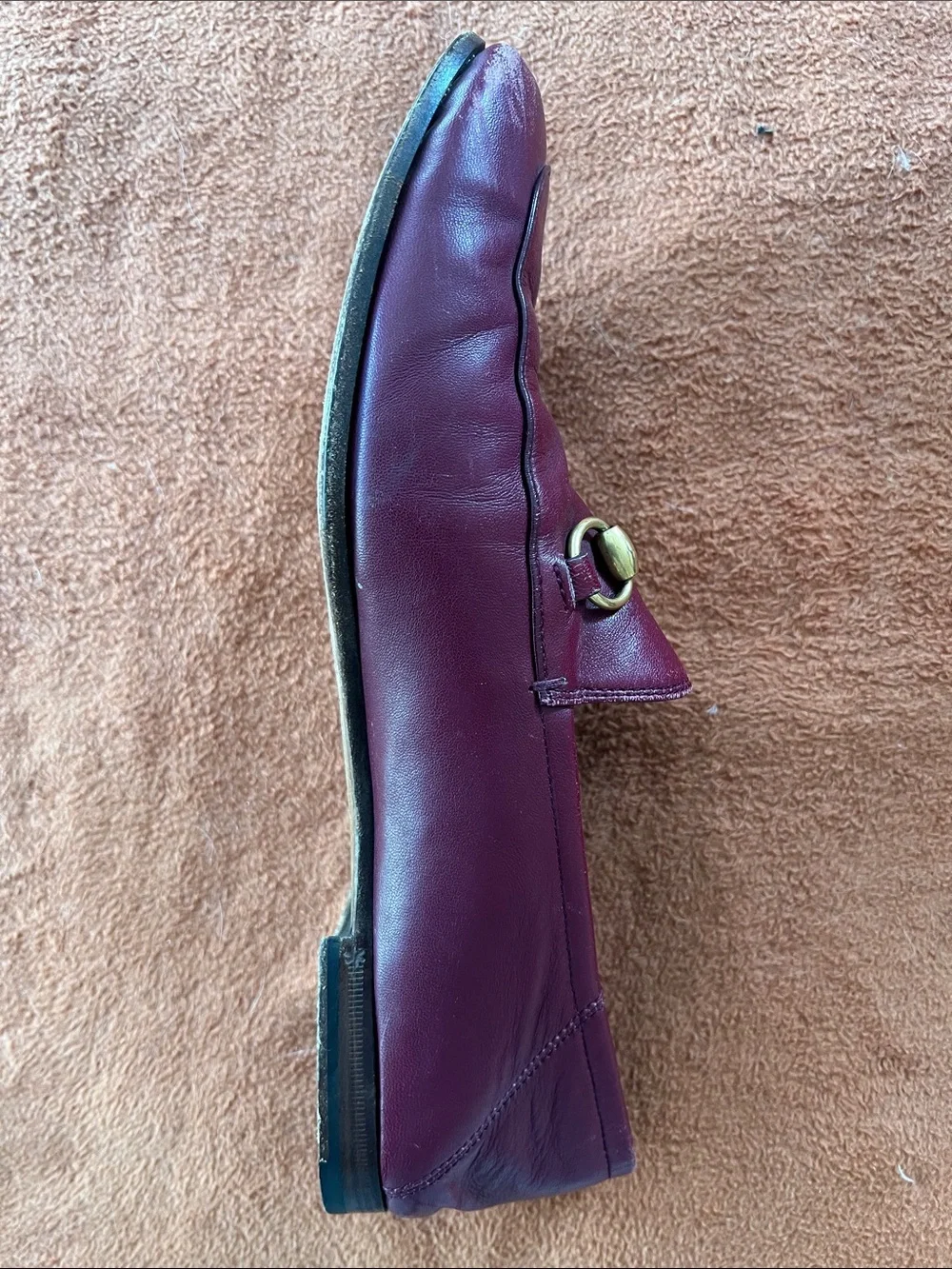 Gucci Burgundy Leather Horsebit Loafers with Gold Hardware size 9